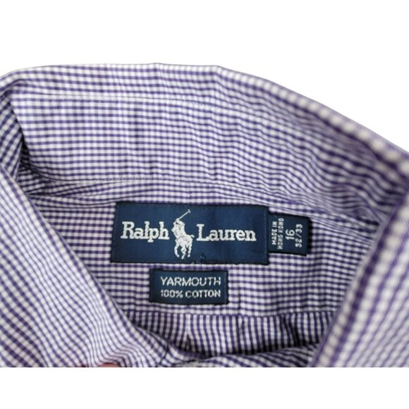 Ralph Lauren Yarmouth Purple Gingham Mens Shirt 16 32/33 Long Sleeve JH1791 - Picture 6 of 7